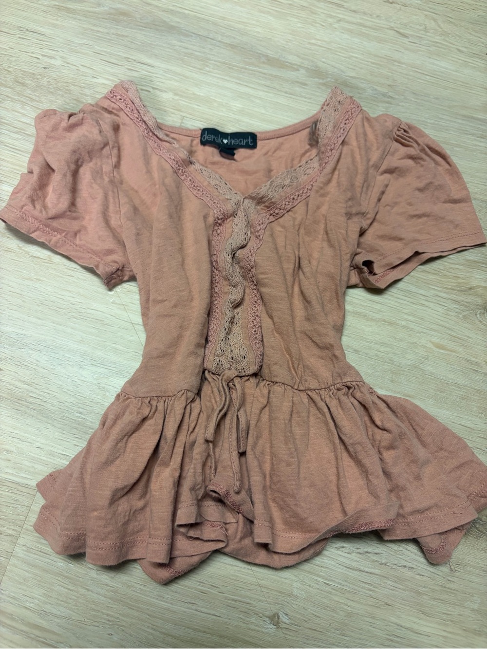 Women's Peach Lace-Trim Peplum Top
